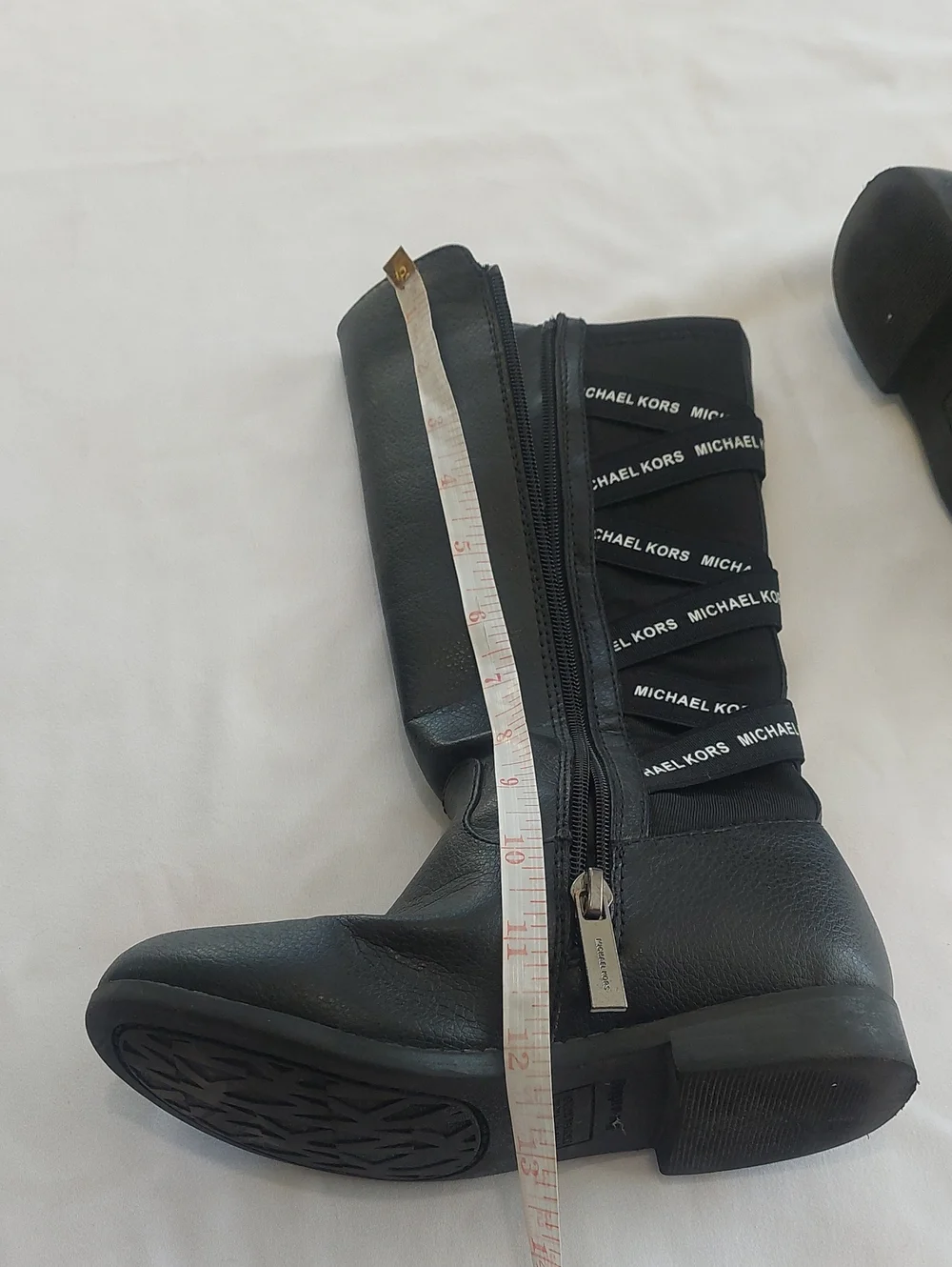 Michael Kors Black Leather Mid-Calf Logo Boots.Size 13